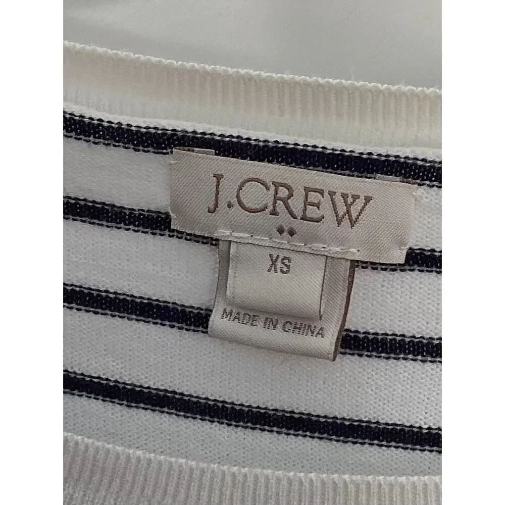 J. Crew Women's Embroidered Cherry Striped Teddie Sweater Black White Size XS‎ - Picture 4 of 9